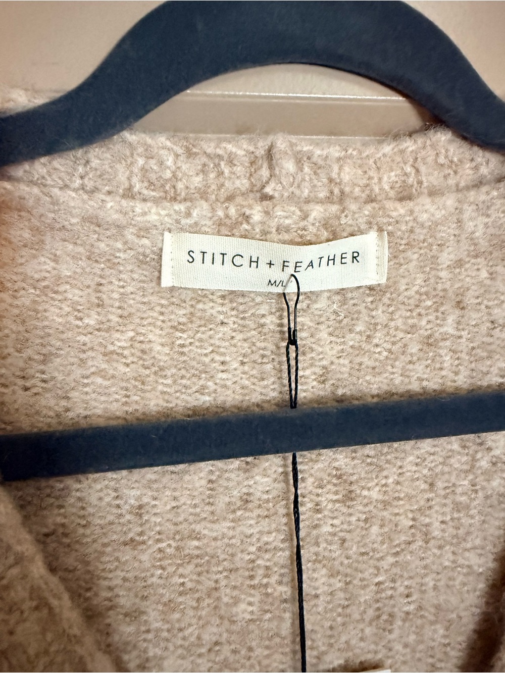 Stitch and Feather Beige Horse Cardigan Sweater NWT M/L - Picture 2 of 6